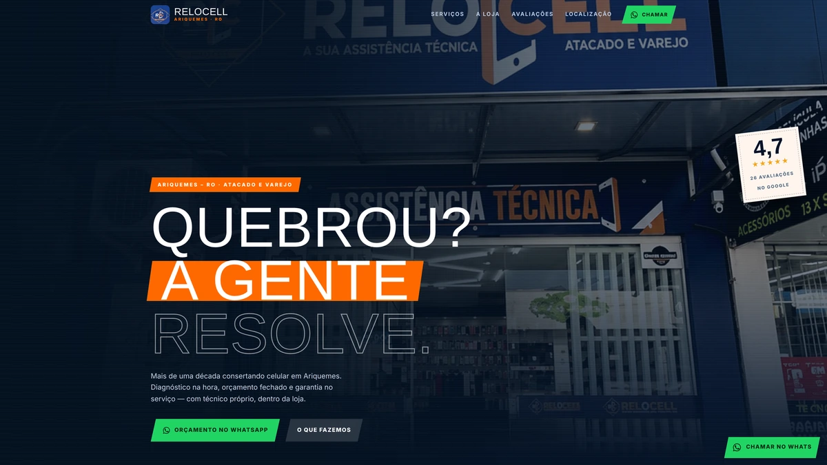 Site de assistência técnica feito pela Souza Soluções Digitais