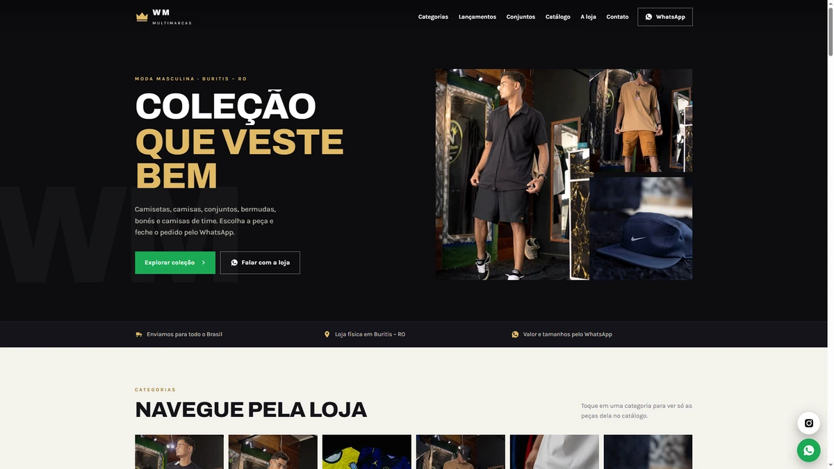 Site com catálogo de produtos feito pela Souza Soluções Digitais